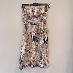 EVERYTHING $6/BCBGMaxazria Silk Strapless Cocktail Dress in Abstract Floral